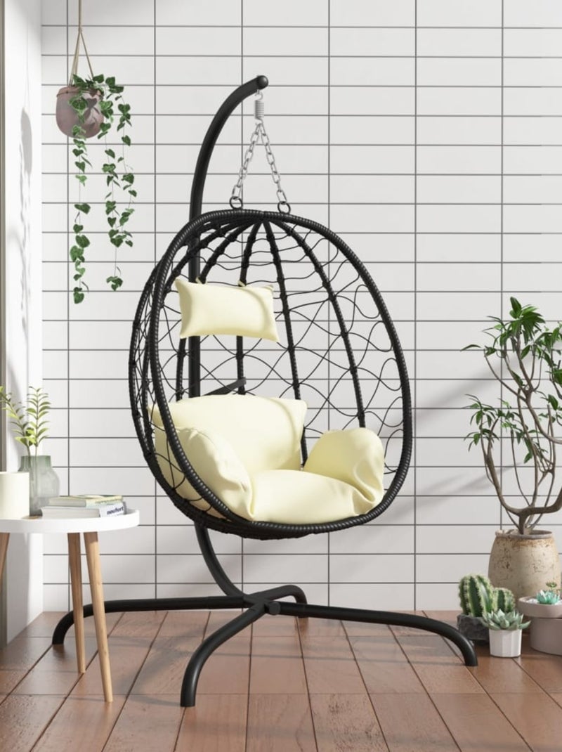 Silla colgante con cojín para exteriores Crema - Kiabi