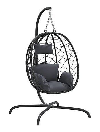 Silla colgante con cojín para exteriores