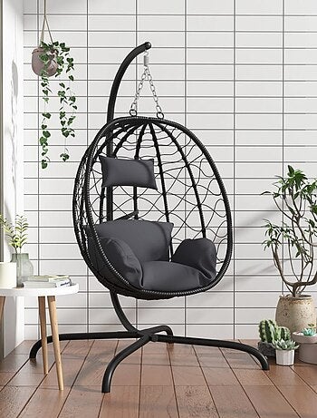 Silla colgante con cojín para exteriores
