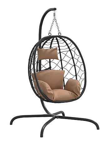 Silla colgante con cojín para exteriores
