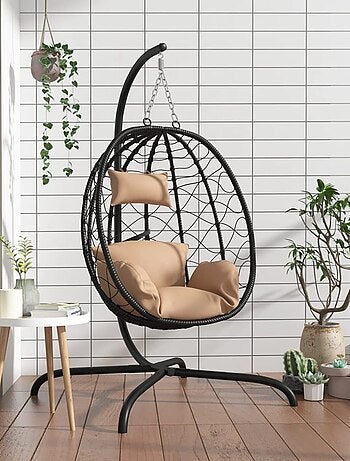 Silla colgante con cojín para exteriores