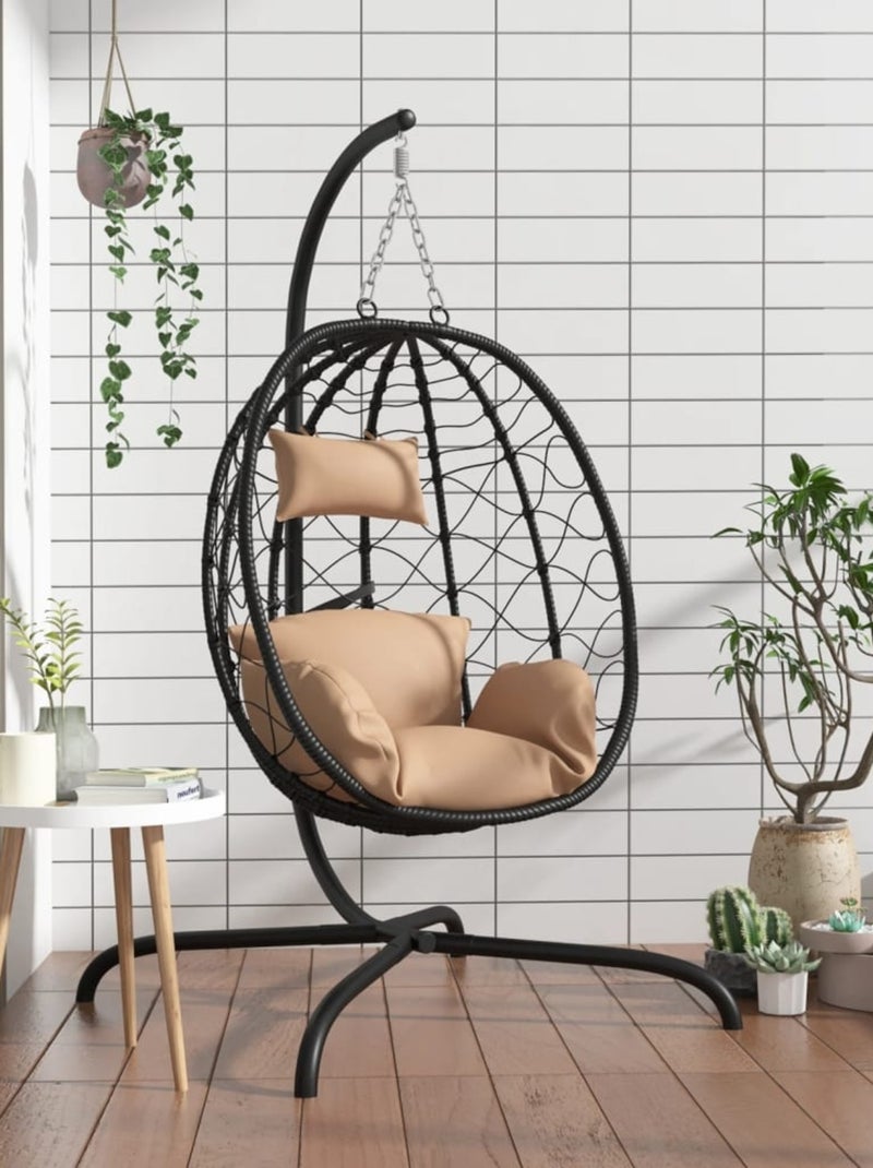 Silla colgante con cojín para exteriores Taupe - Kiabi