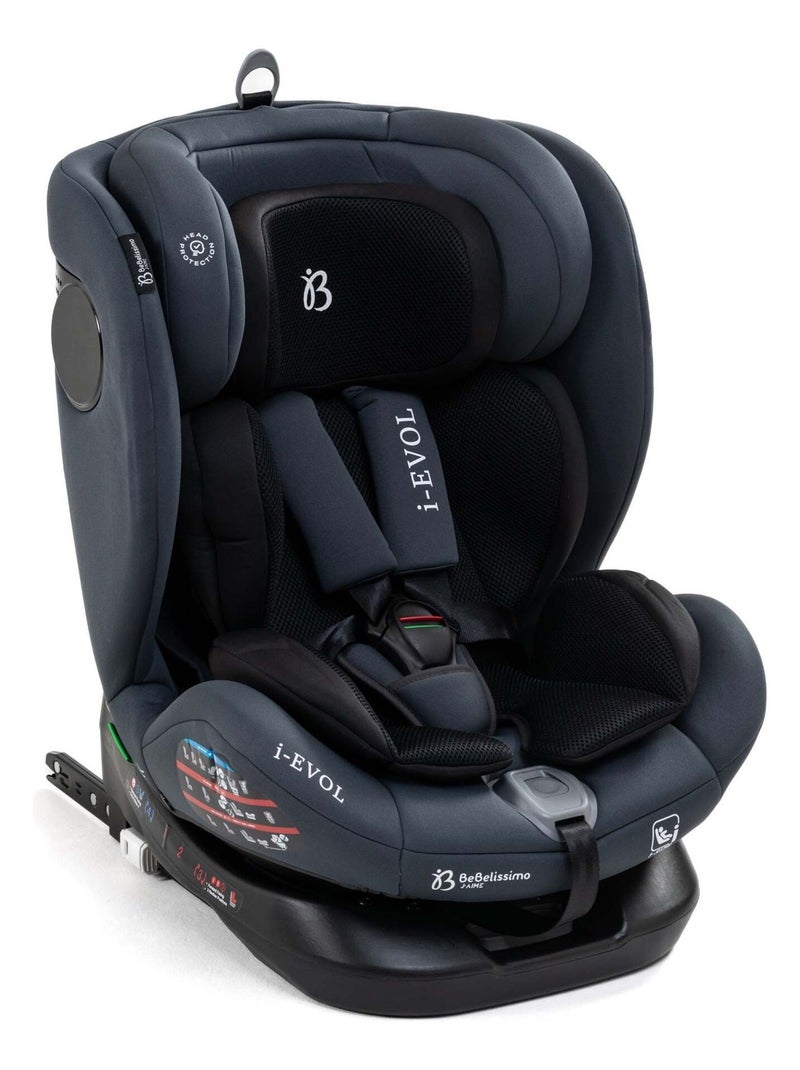 Silla De Coche - 40-150cm - Isofix - Giratoria 360° - 0-36kg - EVOL Gris antracita - Kiabi