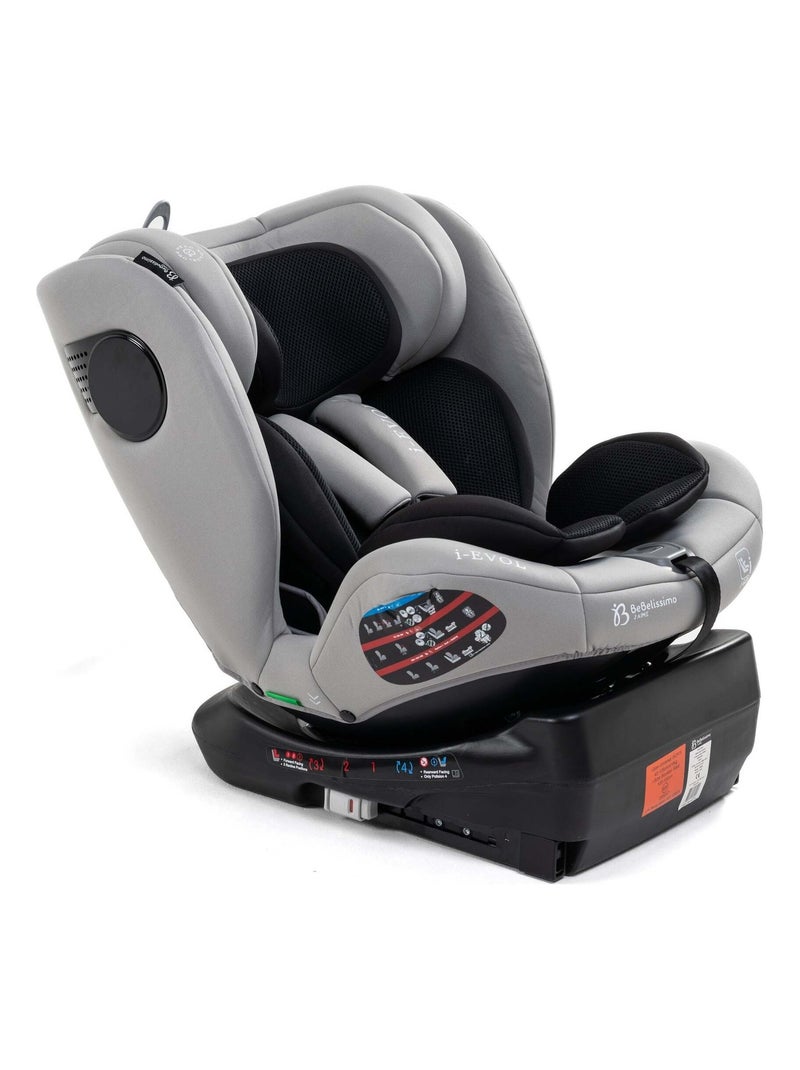 Silla De Coche - 40-150cm - Isofix - Giratoria 360° - 0-36kg - EVOL Gris plateado - Kiabi