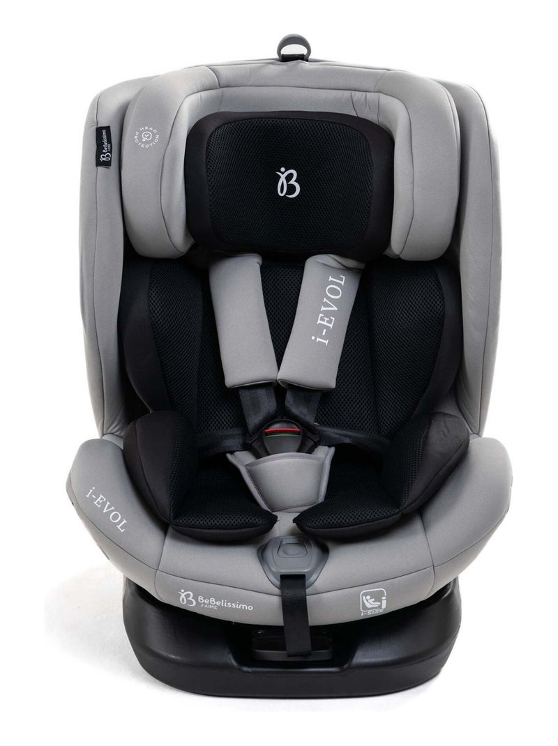 Silla De Coche - 40-150cm - Isofix - Giratoria 360° - 0-36kg - EVOL Gris plateado - Kiabi