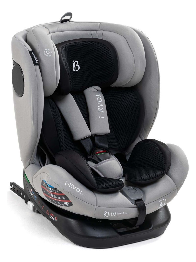 Silla De Coche - 40-150cm - Isofix - Giratoria 360° - 0-36kg - EVOL Gris plateado - Kiabi