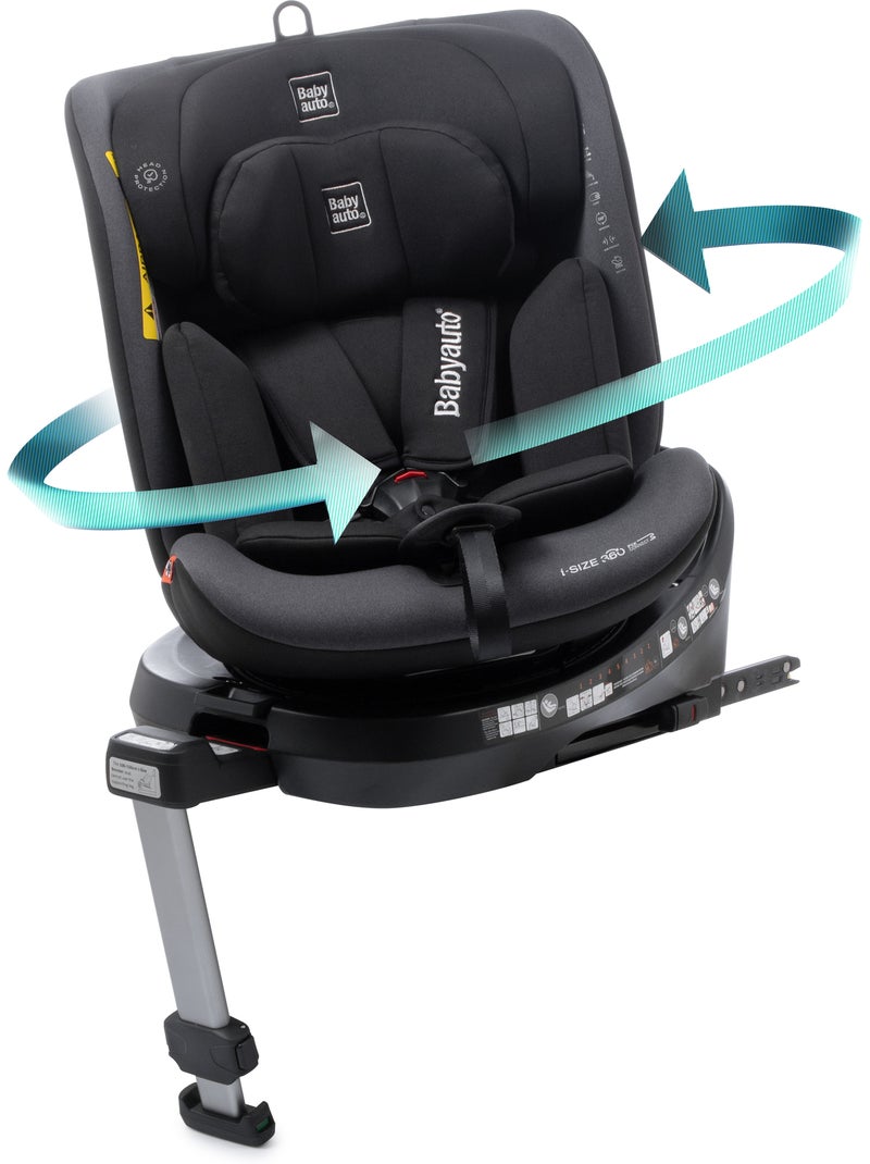 Silla de coche Aitana Ifix giratoria con pata de soporte 40 - 150 cm Babyauto - BLACK EMBOSSED Gris antracita - Kiabi