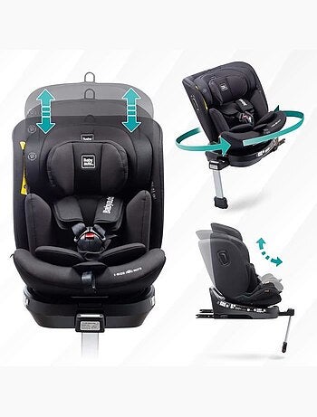 Silla de coche Aitana Ifix giratoria con pata de soporte 40 - 150 cm Babyauto - BLACK EMBOSSED