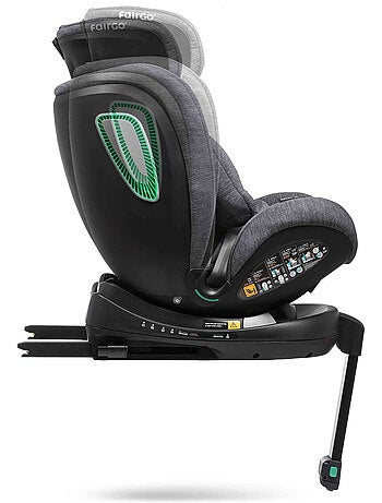 Silla de coche Corazza I-Size 40-150 cm, Giratoria 360° con pata de soporte Fairgo - BLACK SAND