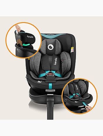Silla de coche LIONELO 360° Navy i-Size - ISOFIX - Carcasa ventilada - 40-150 cm - 0+/1/2/3