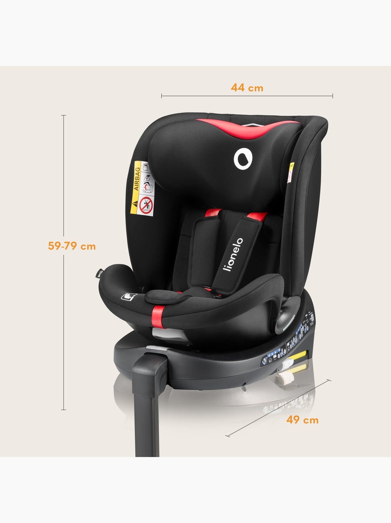 Silla de coche LIONELO 360° Navy i-Size - ISOFIX - Carcasa ventilada - 40-150 cm - 0+/1/2/3 Negro Rojo - Kiabi