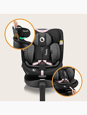 Silla de coche LIONELO 360° Navy i-Size - ISOFIX - Carcasa ventilada - 40-150 cm - 0+/1/2/3