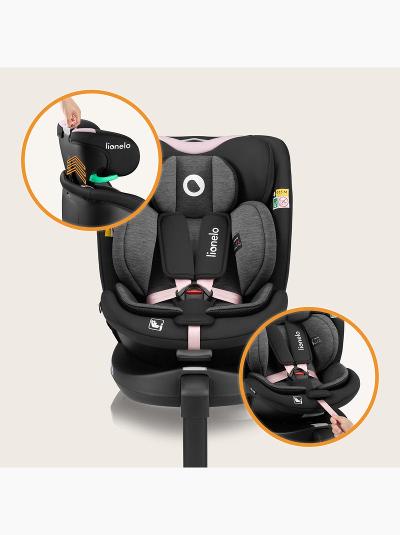 Silla de coche LIONELO 360° Navy i-Size - ISOFIX - Carcasa ventilada - 40-150 cm - 0+/1/2/3 Negro Rosa - Kiabi