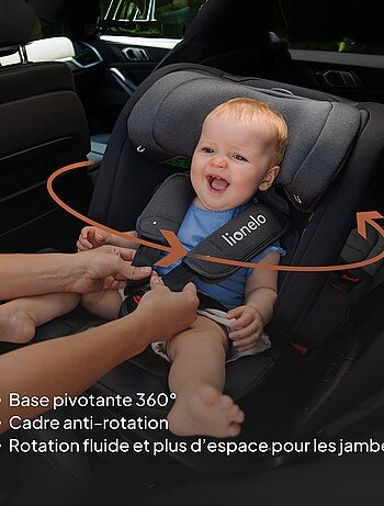 Silla de coche LIONELO Bastiaan RWF i-Size 40-150 cm - Base giratoria de 360° - ISOFIX - Grupo 0/1/2