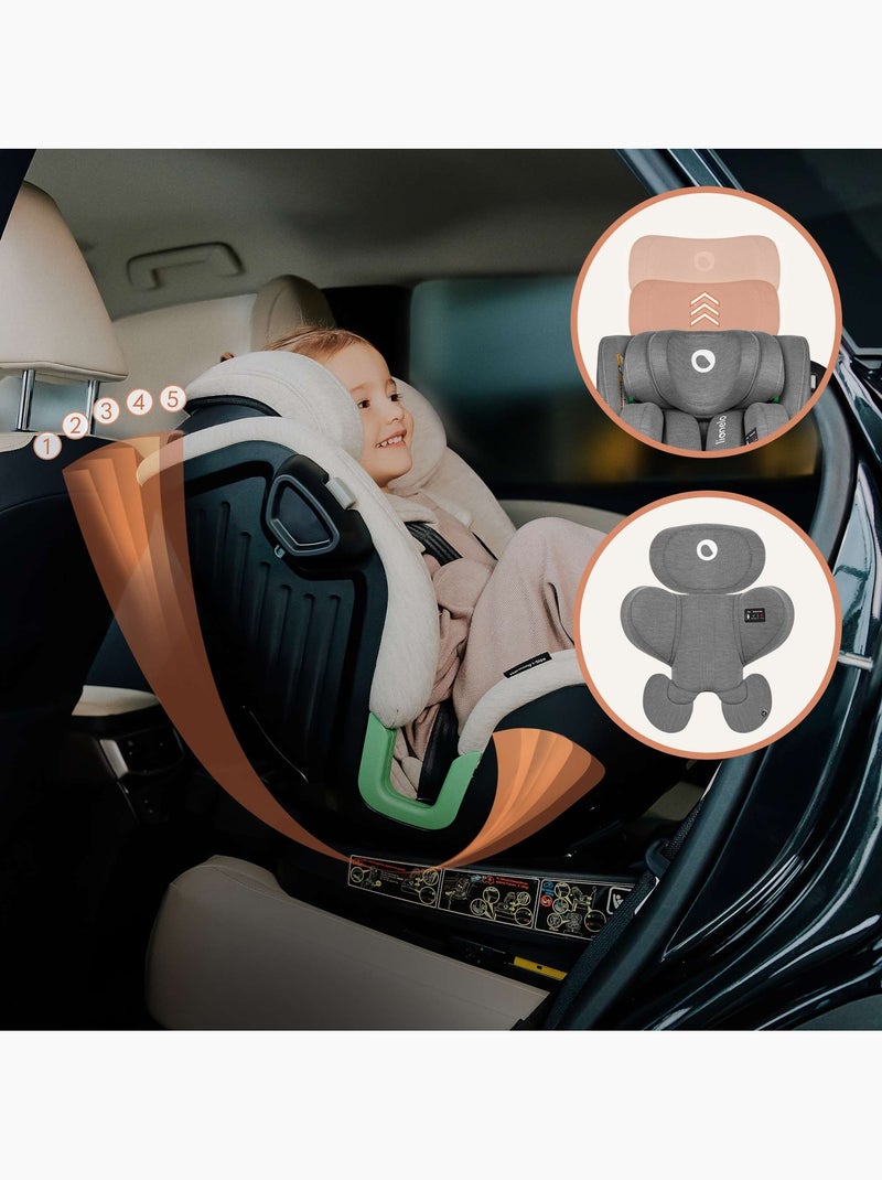 Silla de coche LIONELO Harmony i-Size 360° - ISOFIX - 60 % bambú - 40-150 cm - Grupo 0+/1/2/3 Gris - Kiabi