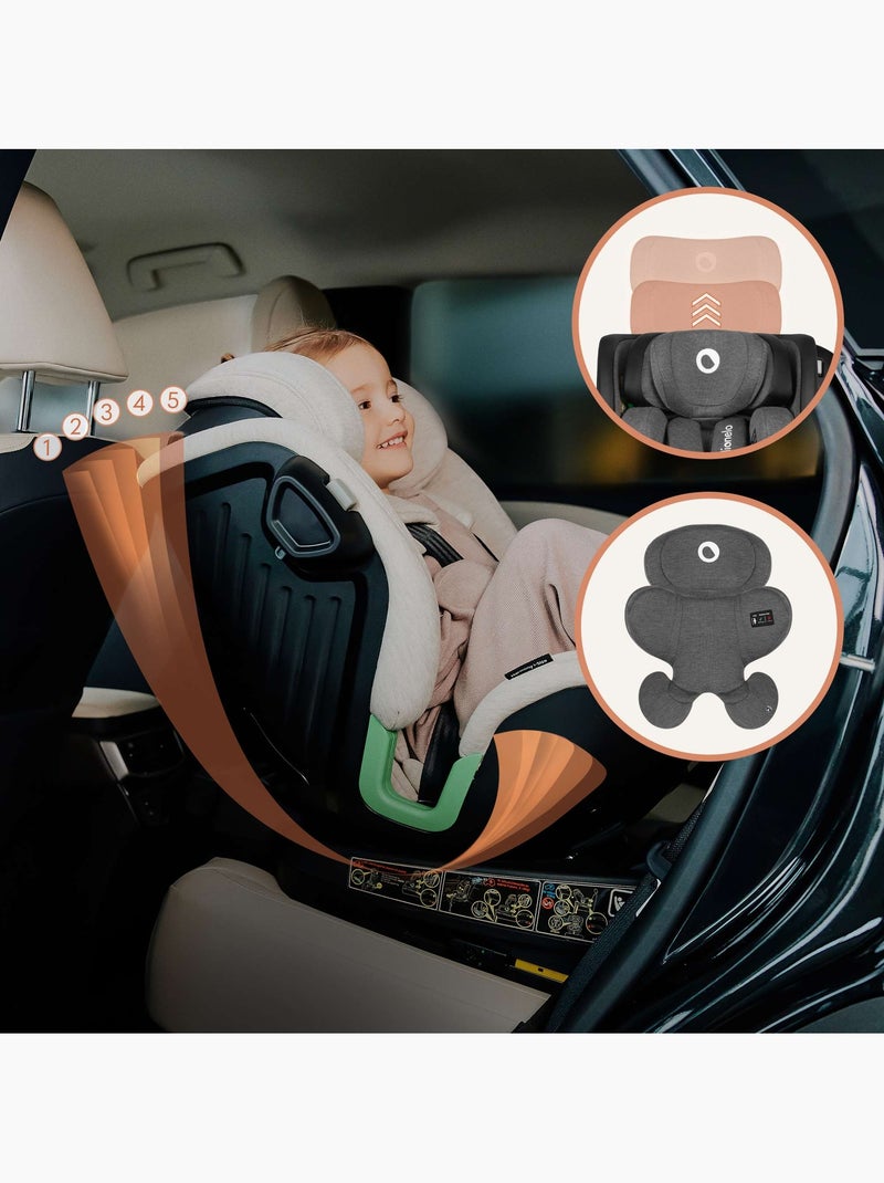 Silla de coche LIONELO Harmony i-Size 360° - ISOFIX - 60 % bambú - 40-150 cm - Grupo 0+/1/2/3 Negro Gris - Kiabi