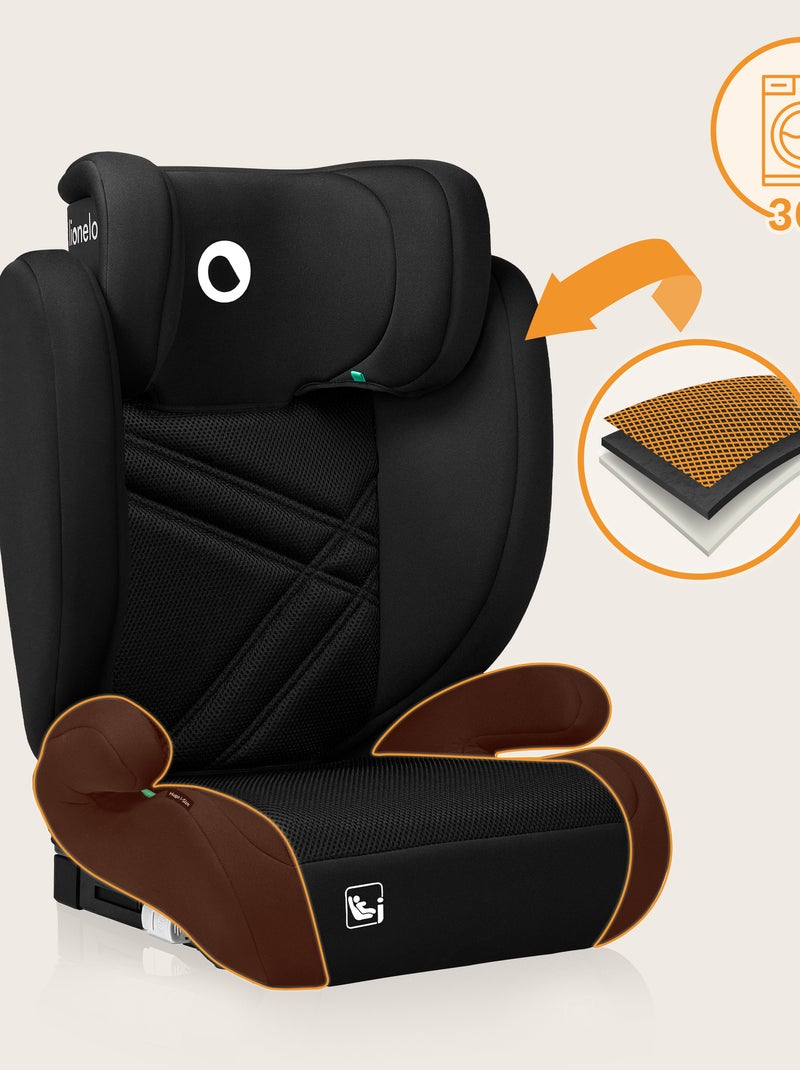 Silla de coche LIONELO Hugo i-Size 100-150cm - ISOFIX - Grupo 2/3 - Reposacabezas viscoelástico Negro - Kiabi