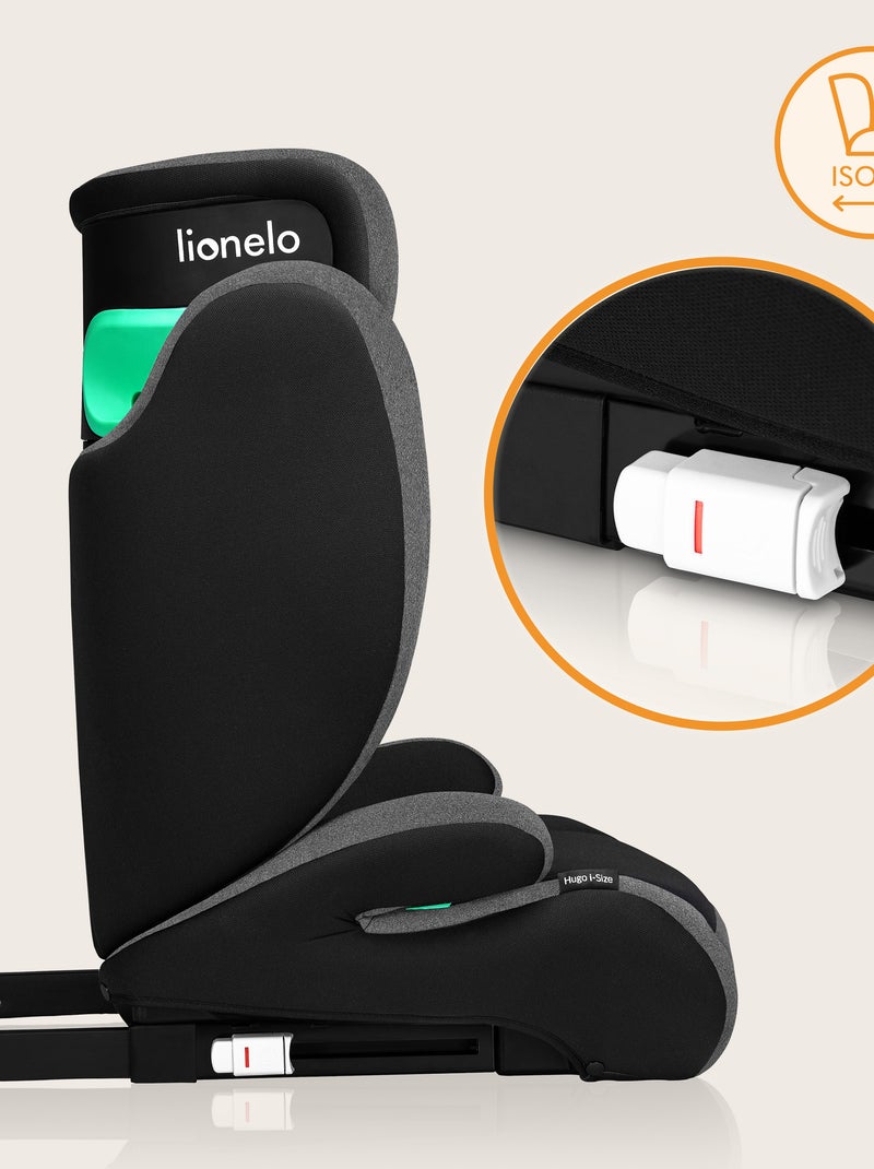 Silla de coche LIONELO Hugo i-Size 100-150cm - ISOFIX - Grupo 2/3 - Reposacabezas viscoelástico Negro Gris - Kiabi