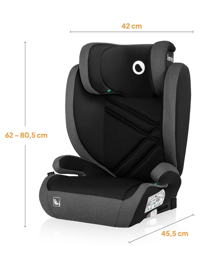 Silla de coche LIONELO Hugo i-Size 100-150cm - ISOFIX - Grupo 2/3 - Reposacabezas viscoelástico Negro Gris - Kiabi