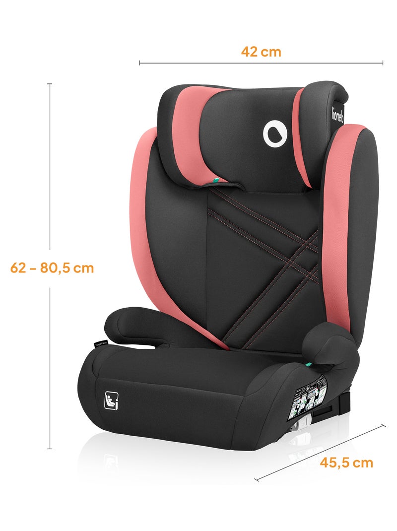 Silla de coche LIONELO Hugo i-Size 100-150cm - ISOFIX - Grupo 2/3 - Reposacabezas viscoelástico Negro Rosa - Kiabi