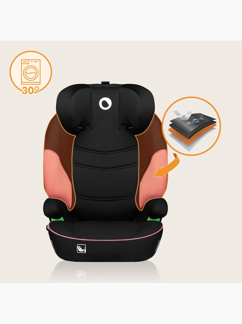 Silla de coche LIONELO Lars i-Size 100-150 cm - Asiento ancho - Grupo 2/3 - Funda extraíble Negro Rosa - Kiabi