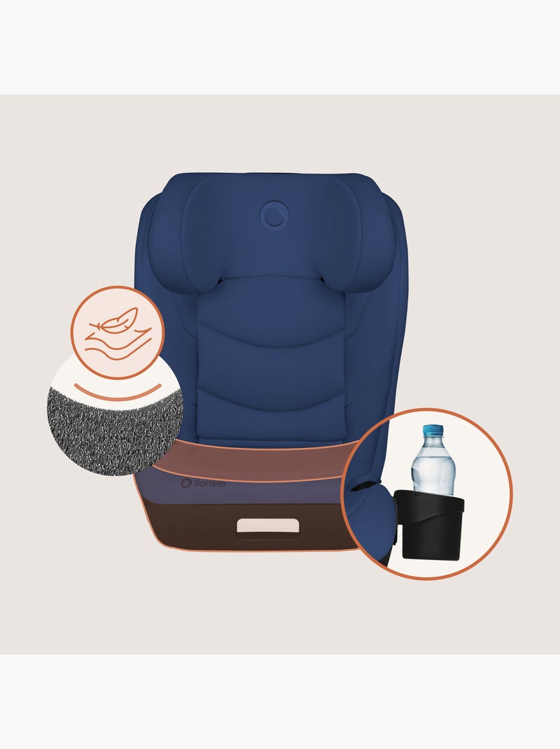 Silla de coche LIONELO Neal i-Size 100-150 cm - ISOFIX - Asiento ancho - Portavasos - Reclinable Azul - Kiabi