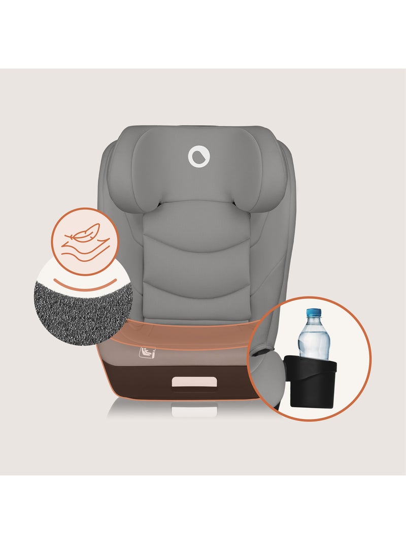 Silla de coche LIONELO Neal i-Size 100-150 cm - ISOFIX - Asiento ancho - Portavasos - Reclinable Gris - Kiabi