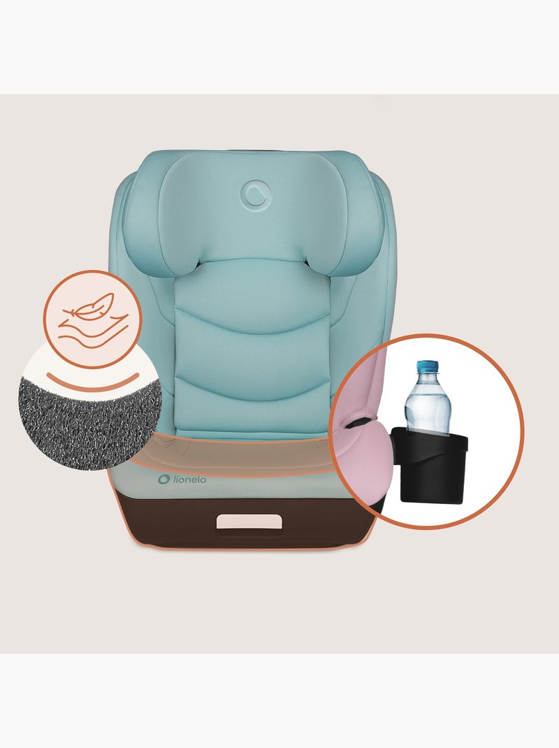 Silla de coche LIONELO Neal i-Size 100-150 cm - ISOFIX - Asiento ancho - Portavasos - Reclinable Menta - Kiabi