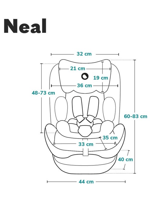 Silla de coche LIONELO Neal i-Size 2/3 - ISOFIX - Asiento ancho - Ventilación - Reclinable - Kiabi