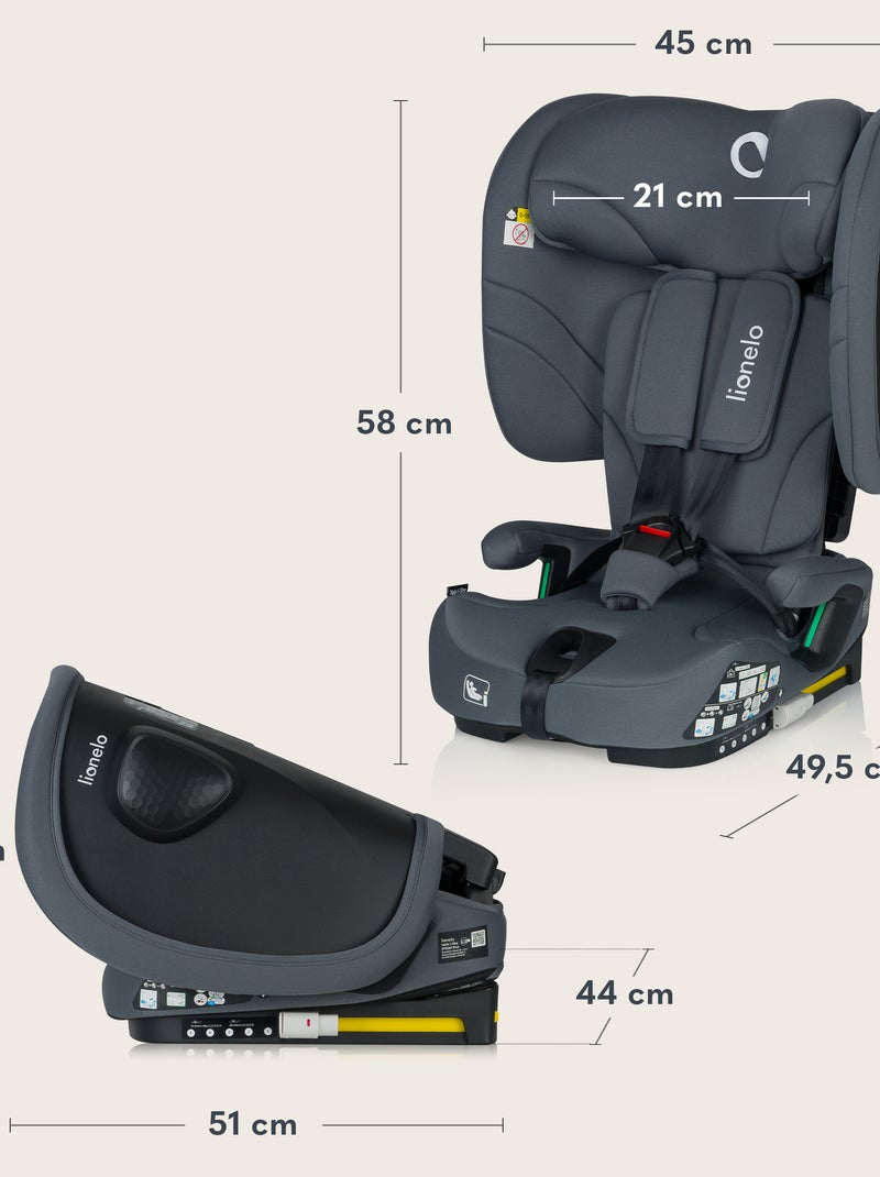 Silla de coche LIONELO Nelly i-Size 76-150 cm - ISOFIX - Plegable - Correa TopTether - Grupo 1/2/3 Gris - Kiabi