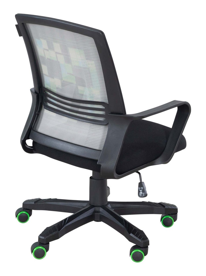 Silla de escritorio con altura ajustable - rotación 360° 'Roba' - Minecraft Negro Verde Azul - Kiabi