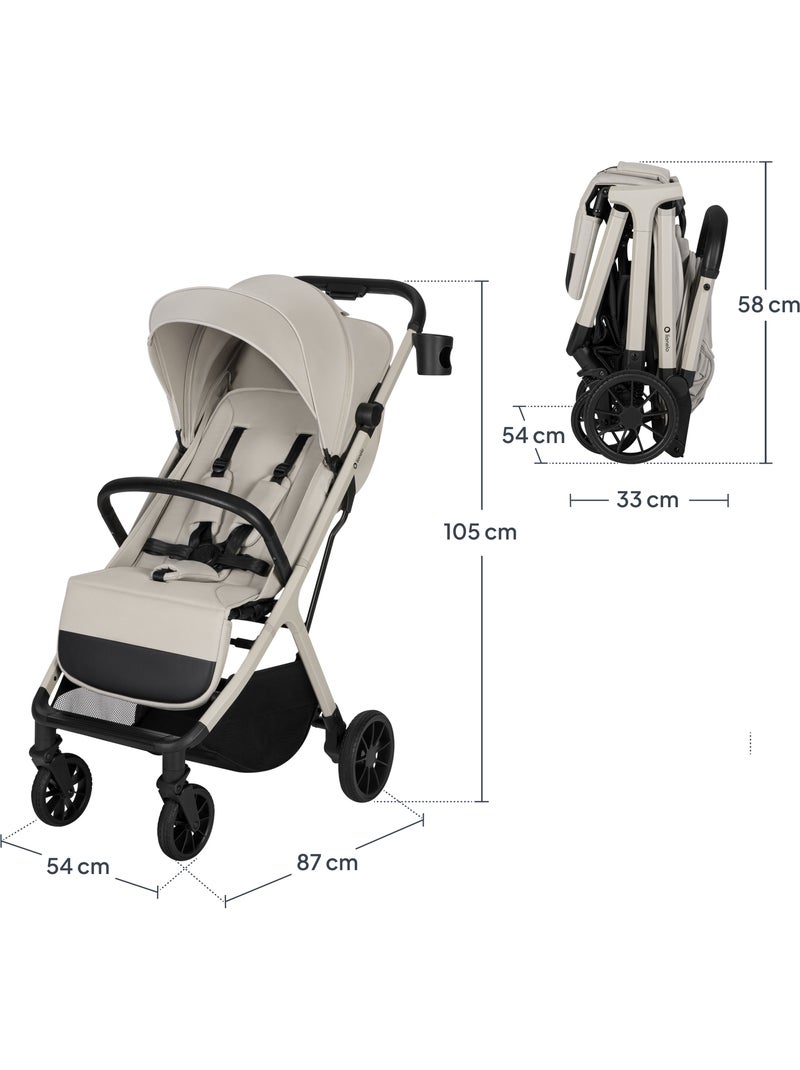 Silla de paseo compacta LIONELO Cloe Plus - Ruedas grandes - Plegado auto - Ventilación Beige - Kiabi