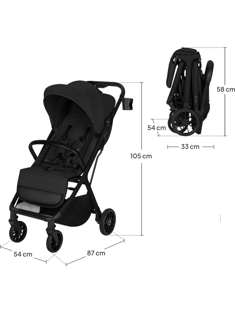Silla de paseo compacta LIONELO Cloe Plus - Ruedas grandes - Plegado auto - Ventilación Negro - Kiabi