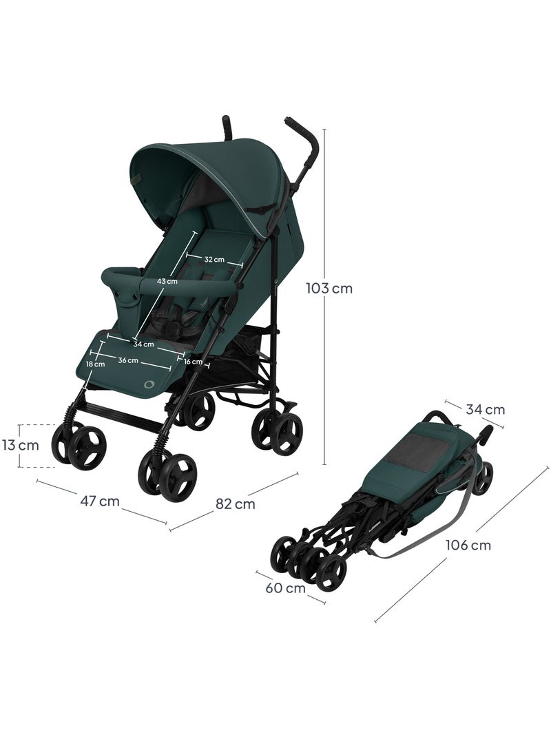 Silla de Paseo Ligera LIONELO Elia - Compacta - Plegable - Mosquitera - 6-36 Meses Negro Verde - Kiabi