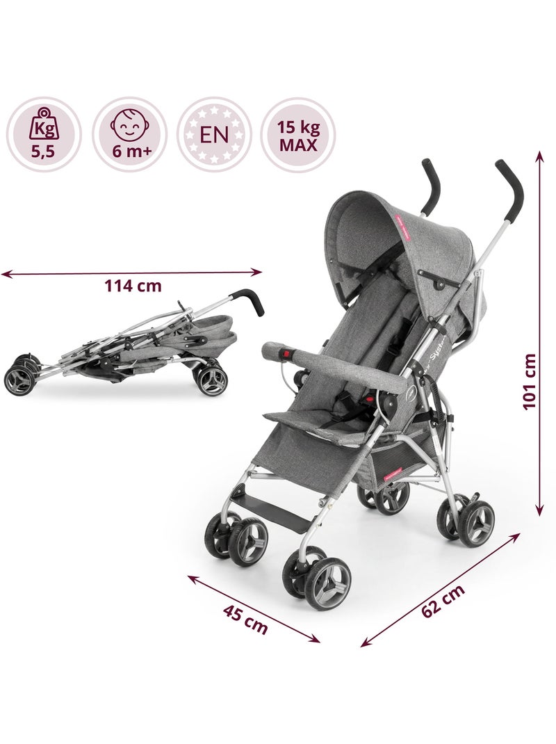 Silla de paseo moby-system barton para niños de hasta 15 kg Gris - Kiabi