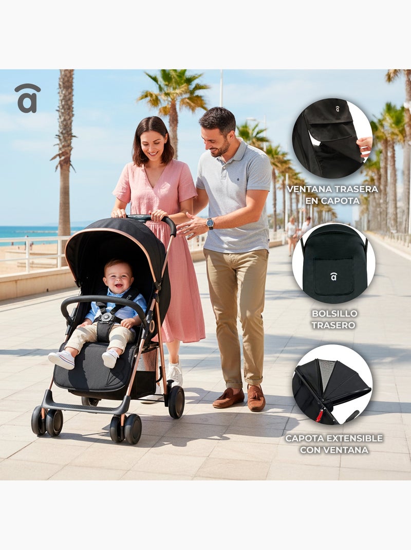 Silla de paseo nova Asalvo Negro Dorado - Kiabi