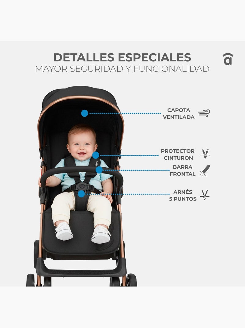 Silla de paseo nova Asalvo Negro Dorado - Kiabi