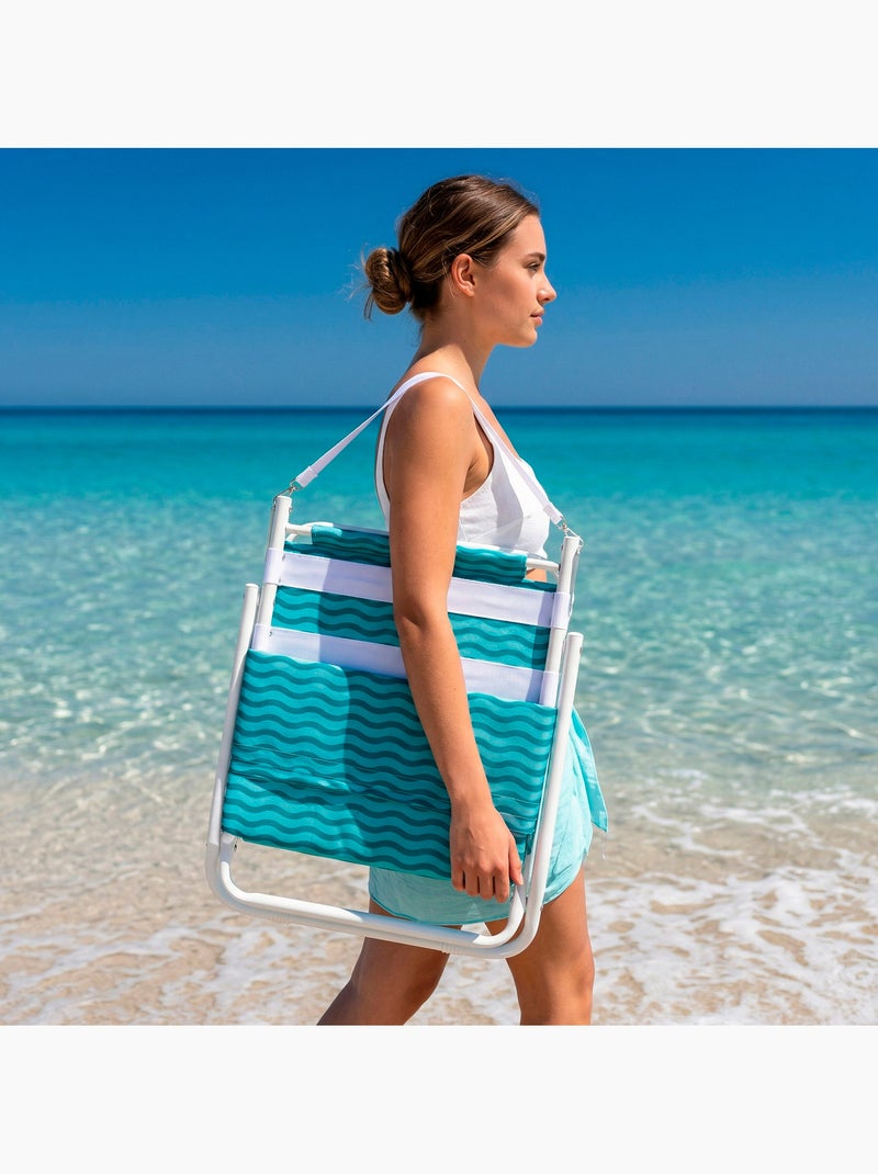 Silla de playa ligera con asa 46x60x50 cm aktive Azul - Kiabi