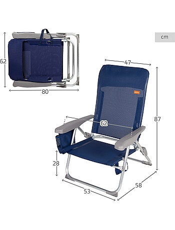 Silla de playa multiposición plegado slim c/cojín y bolsillo aktive