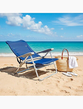 Silla de playa multiposición plegado slim c/mesa extraíble y cojín aktive