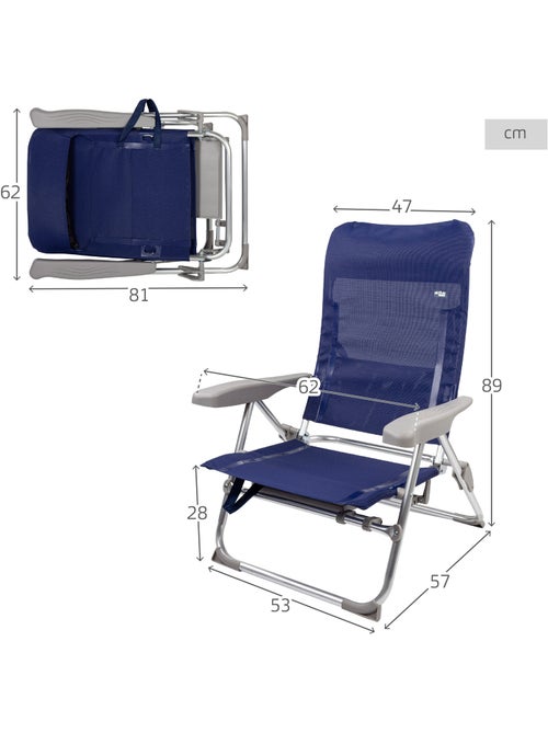 Silla de playa multiposición plegado slim c/mesa extraíble y cojín aktive - Kiabi