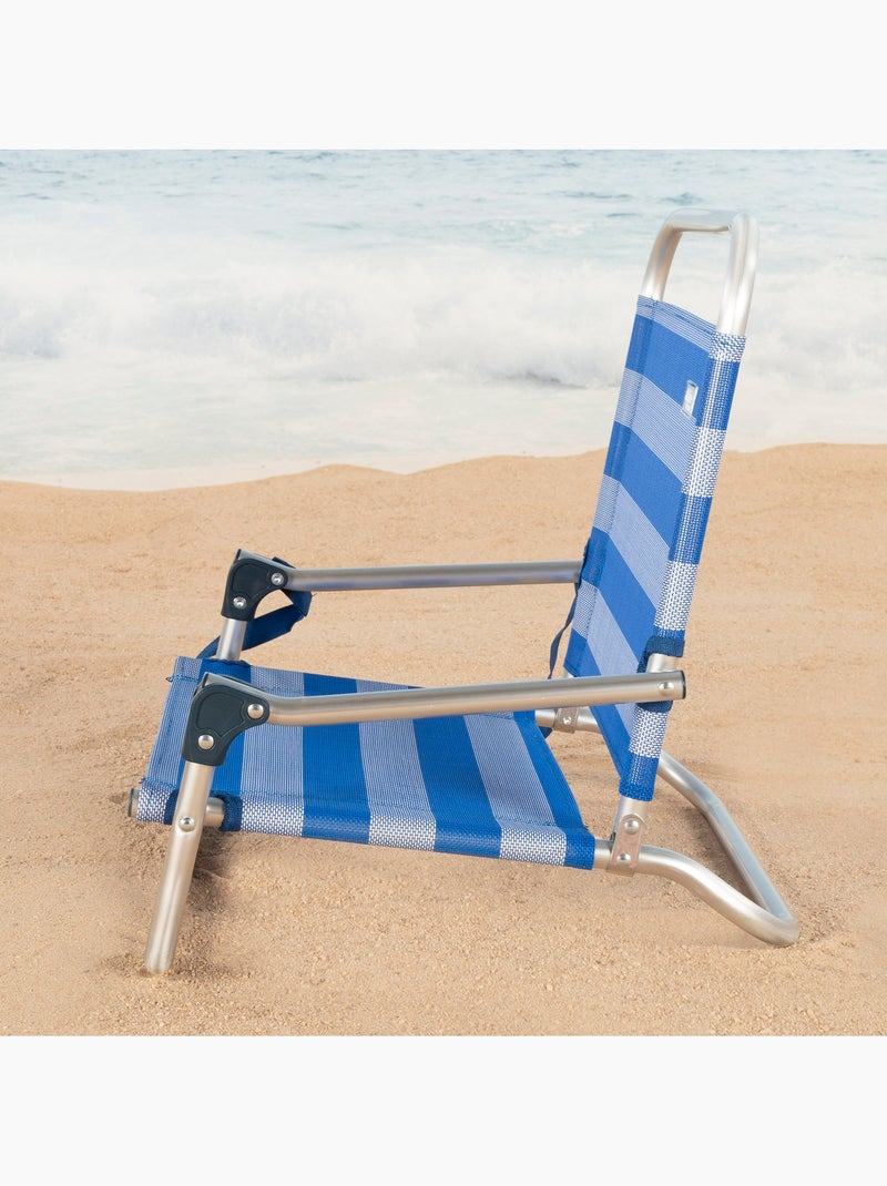 Silla de playa plegable pequeña c/asa de hombro aktive Azul Blanco - Kiabi