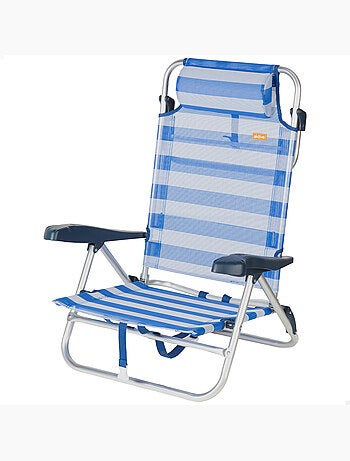Silla de playa plegable y reclinable 8 posiciones a c/cojín y asas aktive