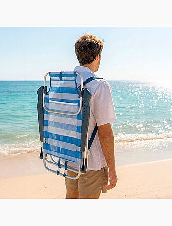 Silla de playa plegable y reclinable 8 posiciones a c/cojín y asas aktive