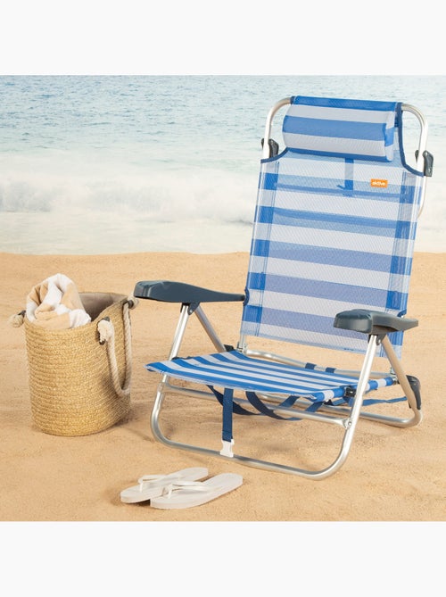 Silla de playa plegable y reclinable 8 posiciones a c/cojín y asas aktive - Kiabi