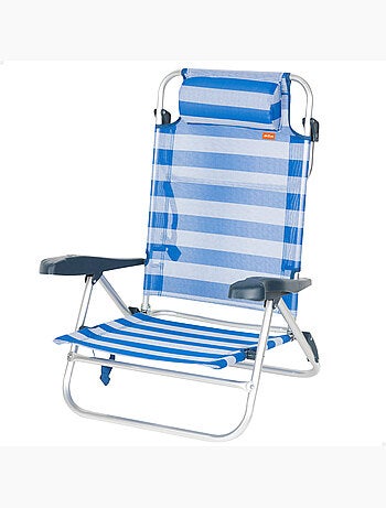 Silla de playa plegable y reclinable 8 posiciones c/cojín y asas mano aktive