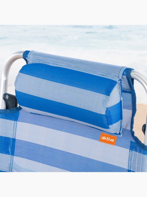 Silla de playa plegable y reclinable 8 posiciones c/cojín y asas mano aktive - Kiabi