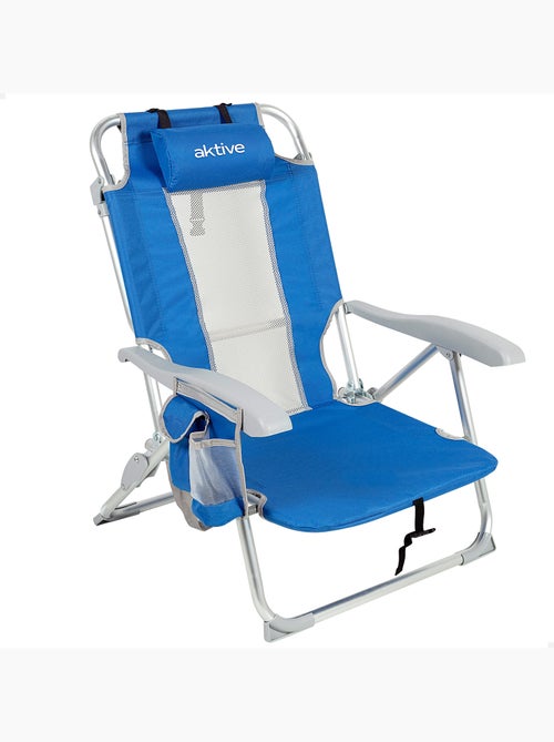 Silla de playa y tumbona 7 posiciones c/cojín y bolsillos aktive - Kiabi