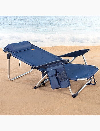 Silla de playa y tumbona baja antivuelco 4 posiciones c/cojín y bolsillo aktive