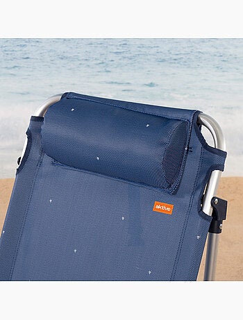 Silla de playa y tumbona baja antivuelco 4 posiciones c/cojín y bolsillo aktive